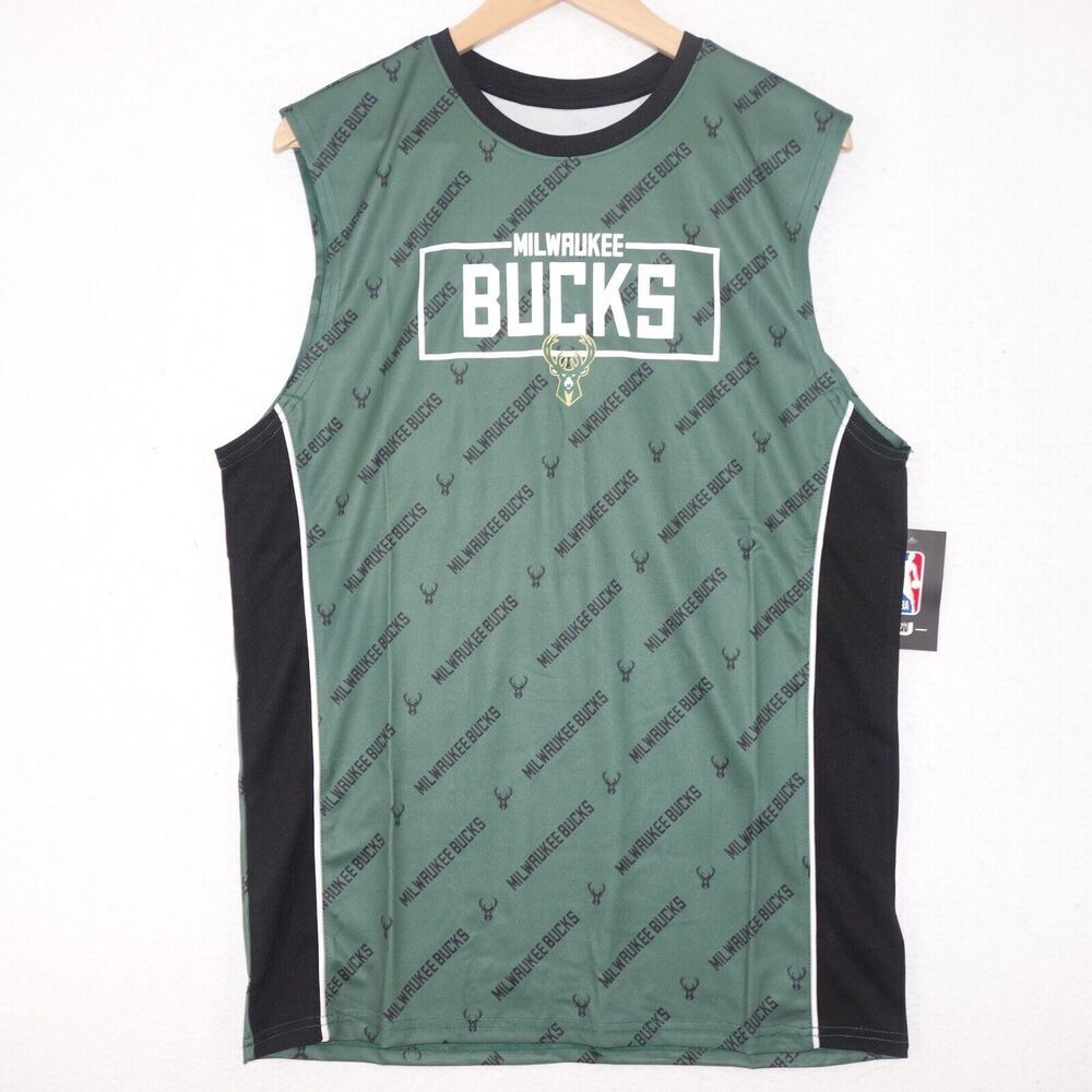 NEW Milwaukee Bucks NBA Authentic Tee Sleeveless Jersey Logo Men's Medium